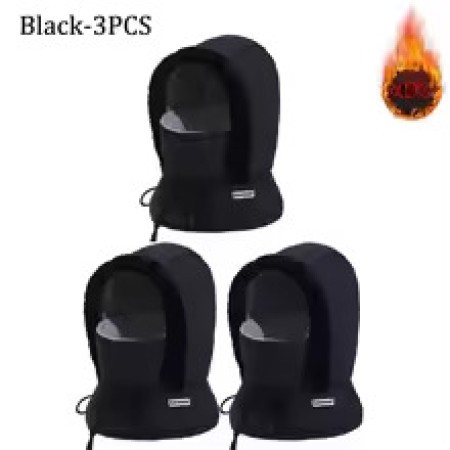 3Pcs Winter Thick Warm Hat with Earflaps - [Ash / Black]