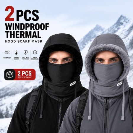 2Pcs  - [ASH/Black ] Winter Thick Warm Hat with Earflaps